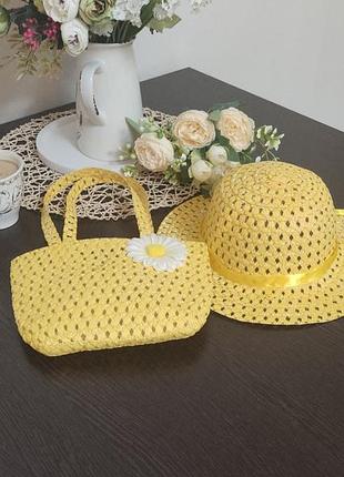 Яркий летний набор для девочки: шляпка и сумка