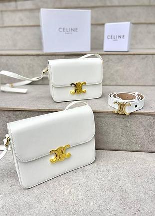 Сумкаceline белый медиум размер кожа в коробке следователя полный комплект