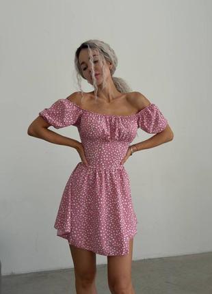 Рожева сукня з резинкою на спинці🌸