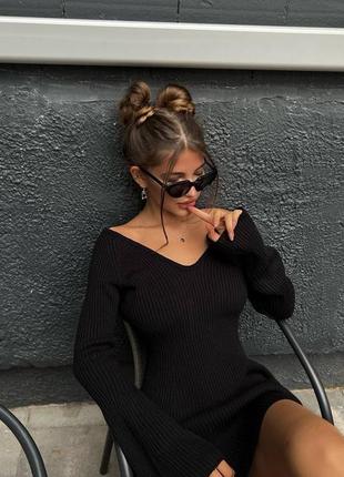 Женское трикотажное платье мини с широкой юбкой, короткое платье, миди, хлопок, вискоза, приталенное, базовое, без принта, однотонное