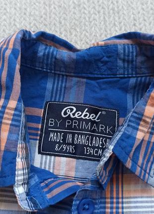 Детская летняя рубашка 8-9 лет с коротким рукавом в клеточку для мальчика