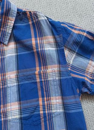 Детская летняя рубашка 8-9 лет с коротким рукавом в клеточку для мальчика