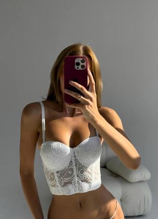 Корсетний топ із мереживом 🖤