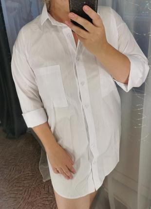 Рубашка удлиненная белая коттон