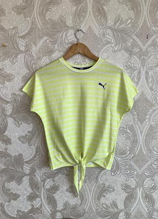 Салатовая майка поло тенниска топик топ полосатая футболка puma оригинал