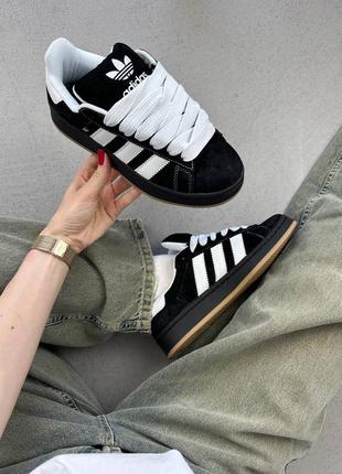 Женские кроссовки adidas cup campus 00s x korn black адидас кампус черного с белым цветами2 фото