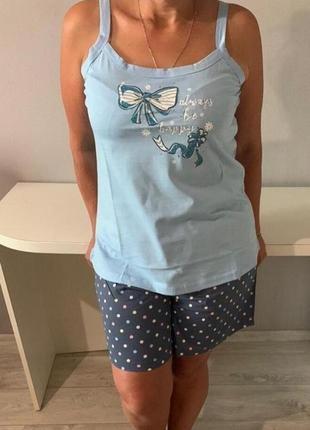 Натуральна бавоняна легка батал вільна піжама шорти і майка хл-3хл . туреччина