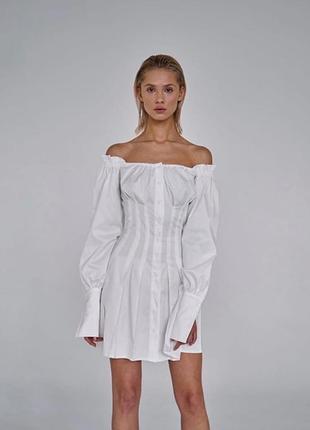 Плаття сорочка в корсетному стилі біла zara сукня сорочка біла корсет