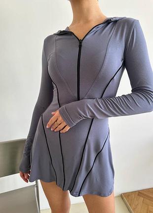 Платье женская на длинный рукав / платье осеннее / платье с рубчиками / платье с новым дизайном / является обмен2 фото