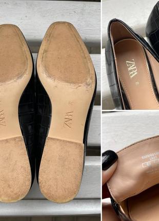 Жіночі чорні мокасини туфлі лофери з тисненням під пітоном zara10 фото