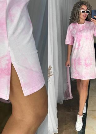 Сукня-футболка прямого вільного крою збоку з розрізами3 фото
