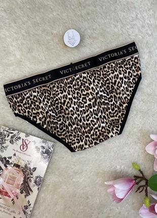 Трусики бикини victoria's secret хлопок с лого поясом с леопардовым принтом виктория сикрет3 фото