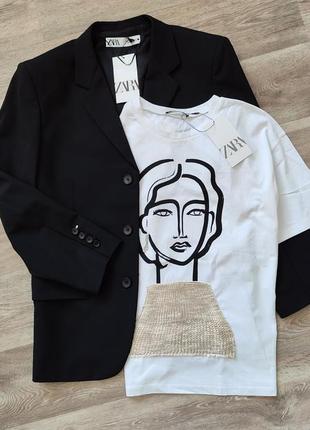 🔥wow sale🔥футболка овер дівчина з сережкою zara розмір s. m.  оригінал