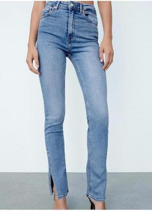 ❤️завышенные джинсы zara с разрезами zara