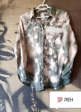 Сорочка/💯 льон/оверсайз/тай дай/ zara
