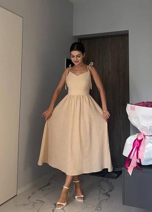 Женский летний черный льняной сарафан с открытой спиной лен лето