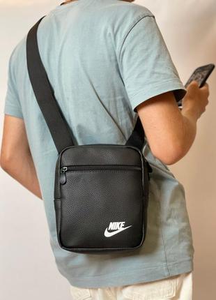 Мужская сумка nike из эко-кожи | стильный мессенджер найк через плечо | удобная барсетка на каждый день