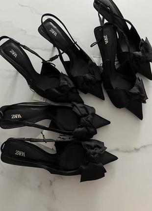 Слінгбеки босоніжки босоножки туфлі zara 36, 37, 38 з бантом чорні
