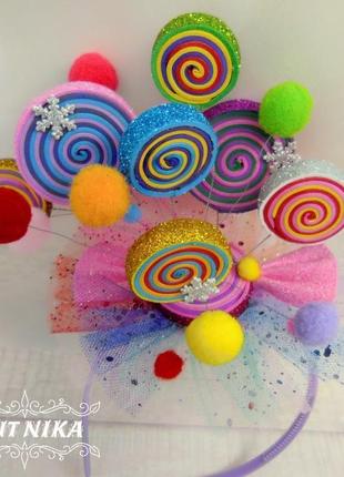 Яркий набор конфетки: обруч, браслет на ручку и волшебная палочка4 фото