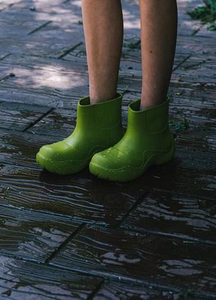 Жіночі гумові чоботи (калоші) світло-зеленого кольору