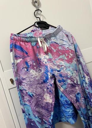 Костюм теплий жіночий худі і штани на флісі різнобарвний яскравий рожевий фіолетовий4 фото