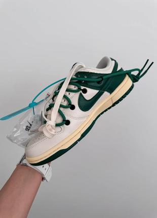 Кросівки в стилі nike sb dunk x off white “happy smile green” premium2 фото