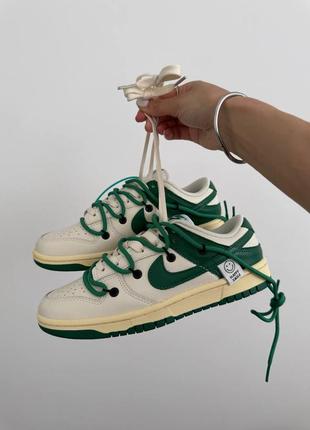 Кроссовки в стиле nike sb dunk x off white “happy smile green” premium4 фото