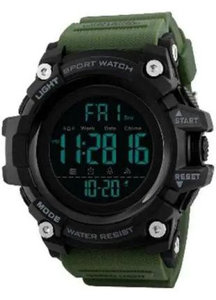 Часы наручные мужские skmei 1384ag army green, часы тактические противоударные. цвет: зеленый2 фото