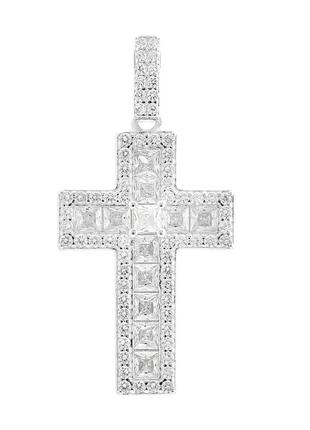 Срібний хрестик ortex з фіанітами (2159995)