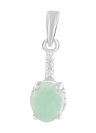 Срібна підвіска ortex зі смарагдом 1.267ct, фіанітами (2090748)