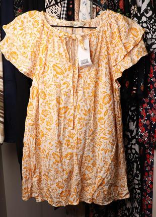 Нова блуза з рослинним візерунком, розмір 42