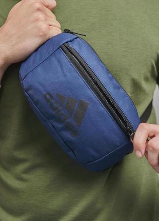 Поясна сумка(бананка) adidas синя чорне лого ’gr’