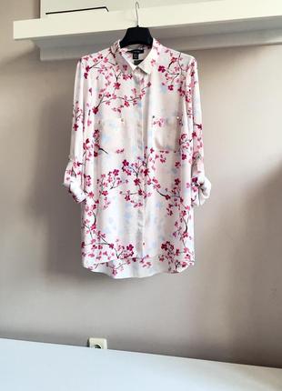 Нежная цветочная шифоновая блуза-рубашка1 фото