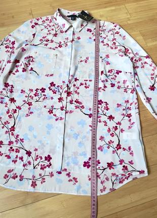 Нежная цветочная шифоновая блуза-рубашка4 фото
