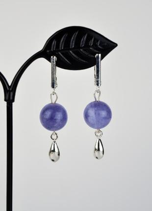 Серебряные серьги ангелит
