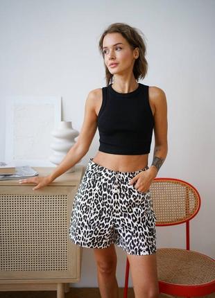 Джинсовые шорты анималистический принт лео