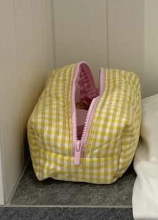 Косметичка тканевая yellow pink cell мини