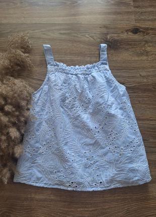Бавовняна блузка топ на бретелях ришелье прошва від zara