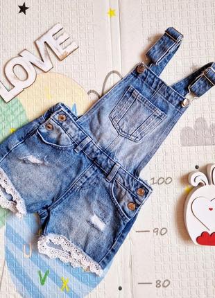 Джинсовий комбінезон denim go дівчинка 2-3 р ромпер джинси шорти