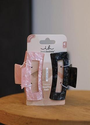 Заколки для волосся invisibobble clipstar eclipse glossy чорна і рожева