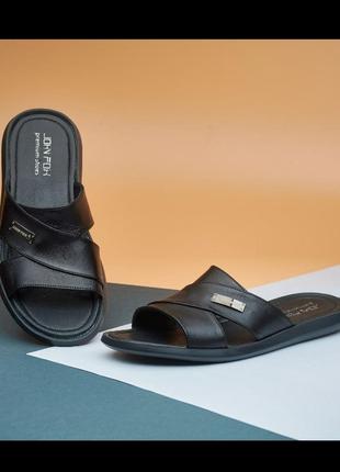 Мужские кожаные шлепанцы черные, сланцы из натуральной кожи, мужские кожаные шлепанцы, шлепанцы