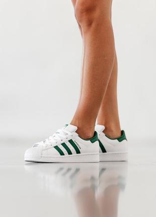 Женские кроссовки adidas superstar white grey адидас суперстар белого с серым цветами