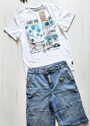 Новий комплект літній чоловічий, c&a, німеччина, футболка+бриджі, s-m, 44-46, костюм літній підлітковий, футболка+шорти, бриджі джинсові