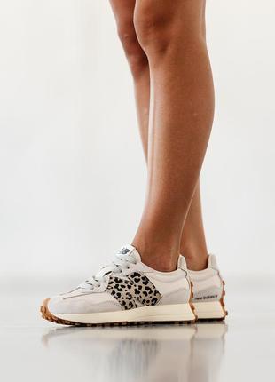 Жіночі кросівки new balance 327 beige leopard нью беланс бежевого з леопардовим кольорів