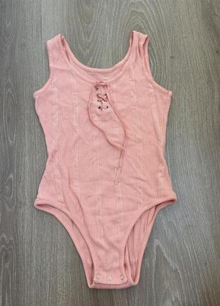 Розовый боди в рубчик