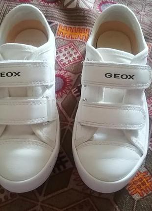 Белые кеды мокасины geox 27 р. на девочку uk 9, us 10