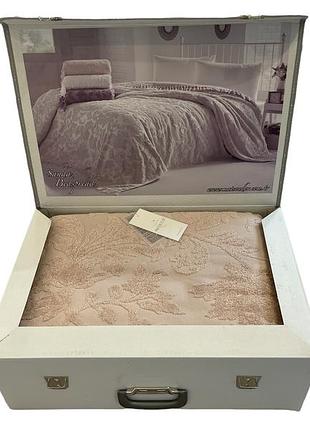 Maхровый плед maison dor sanda rosa хлопок 220-240 см пудровый