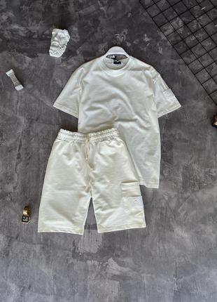 Летний мужской спортивный костюм футболка и шорты stone island