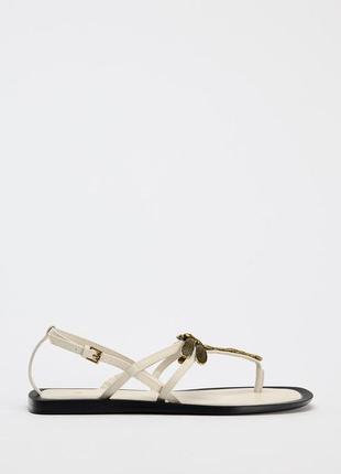 Сандалии женские белые с украшениями zara new2 фото