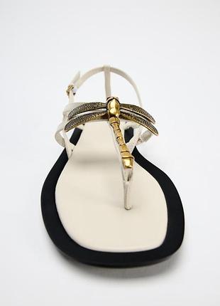 Сандалии женские белые с украшениями zara new4 фото